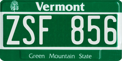 VT license plate ZSF856
