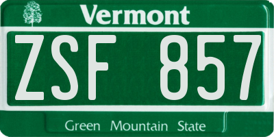 VT license plate ZSF857
