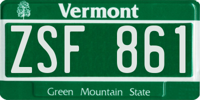 VT license plate ZSF861