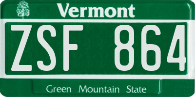 VT license plate ZSF864