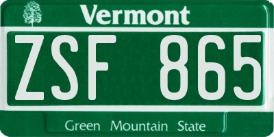 VT license plate ZSF865