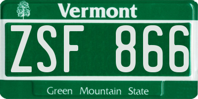 VT license plate ZSF866