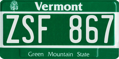 VT license plate ZSF867