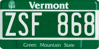VT license plate ZSF868