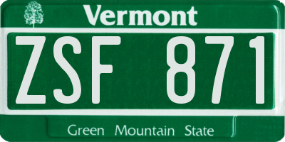 VT license plate ZSF871
