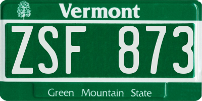 VT license plate ZSF873