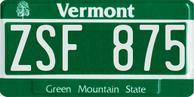 VT license plate ZSF875