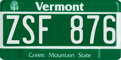 VT license plate ZSF876