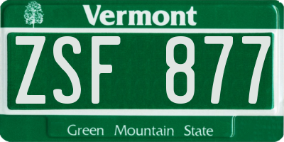 VT license plate ZSF877