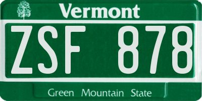 VT license plate ZSF878