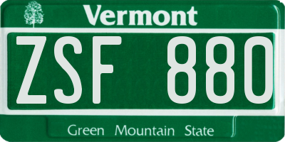 VT license plate ZSF880