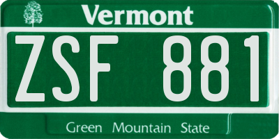 VT license plate ZSF881