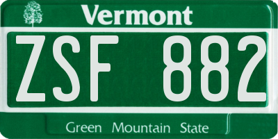 VT license plate ZSF882