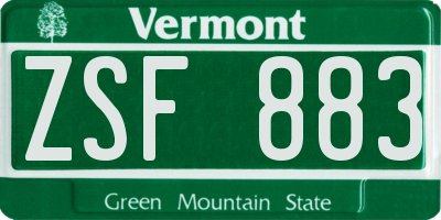 VT license plate ZSF883