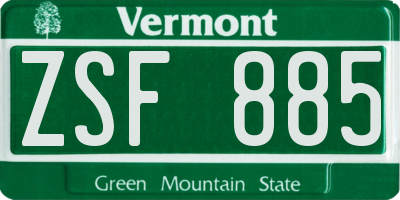 VT license plate ZSF885