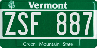 VT license plate ZSF887