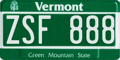 VT license plate ZSF888