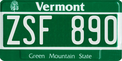 VT license plate ZSF890