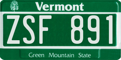 VT license plate ZSF891
