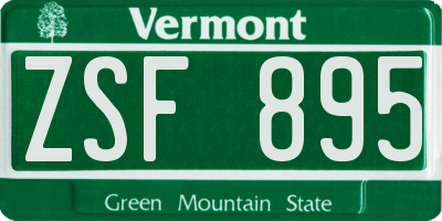 VT license plate ZSF895