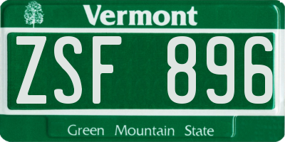 VT license plate ZSF896