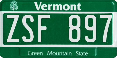 VT license plate ZSF897