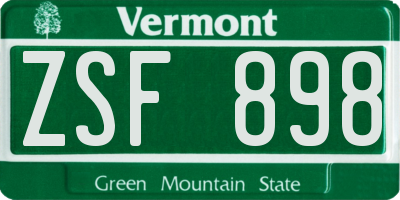VT license plate ZSF898