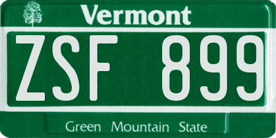 VT license plate ZSF899