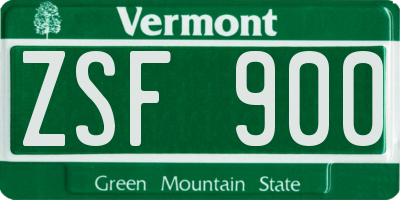 VT license plate ZSF900