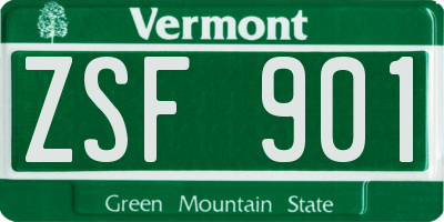 VT license plate ZSF901