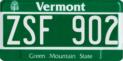 VT license plate ZSF902