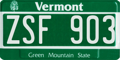 VT license plate ZSF903