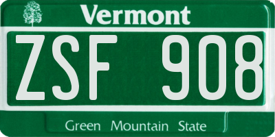 VT license plate ZSF908