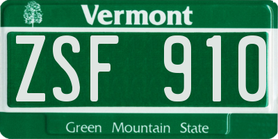 VT license plate ZSF910