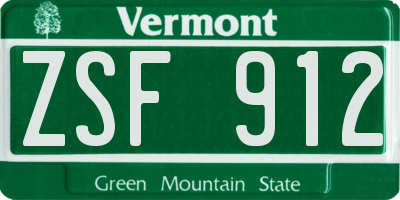 VT license plate ZSF912