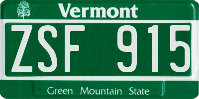 VT license plate ZSF915