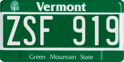 VT license plate ZSF919