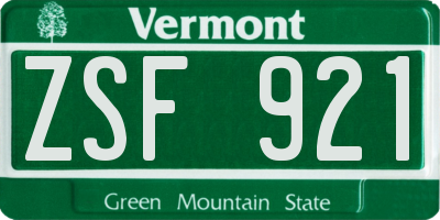 VT license plate ZSF921