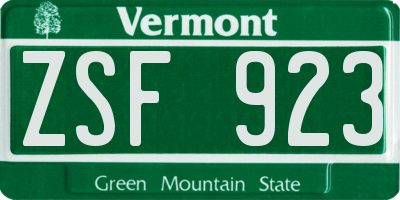 VT license plate ZSF923