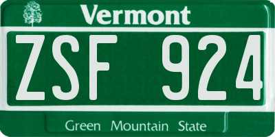 VT license plate ZSF924