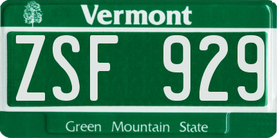 VT license plate ZSF929
