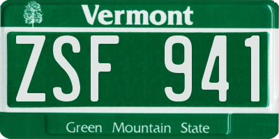 VT license plate ZSF941