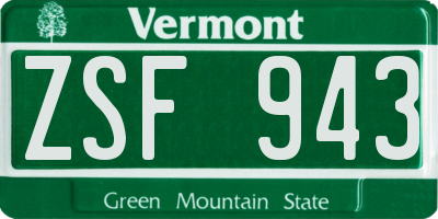 VT license plate ZSF943
