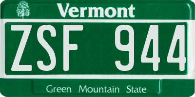VT license plate ZSF944