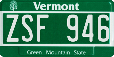 VT license plate ZSF946