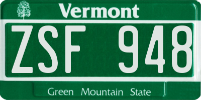 VT license plate ZSF948