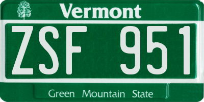 VT license plate ZSF951