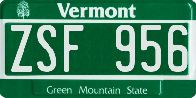 VT license plate ZSF956
