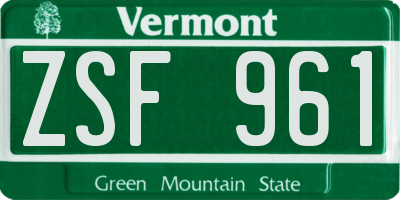 VT license plate ZSF961