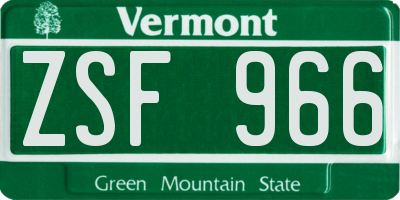 VT license plate ZSF966